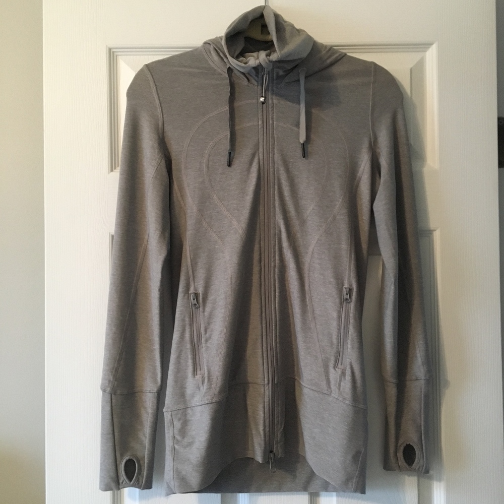 Lululemon long zip jacket with hoodie , gray NWOT